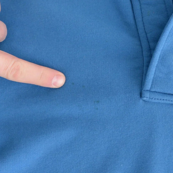 L.L.  Bean Blue Half-Zip Pullover Sweater with Kangaroo Pocket - Picture 5 of 12